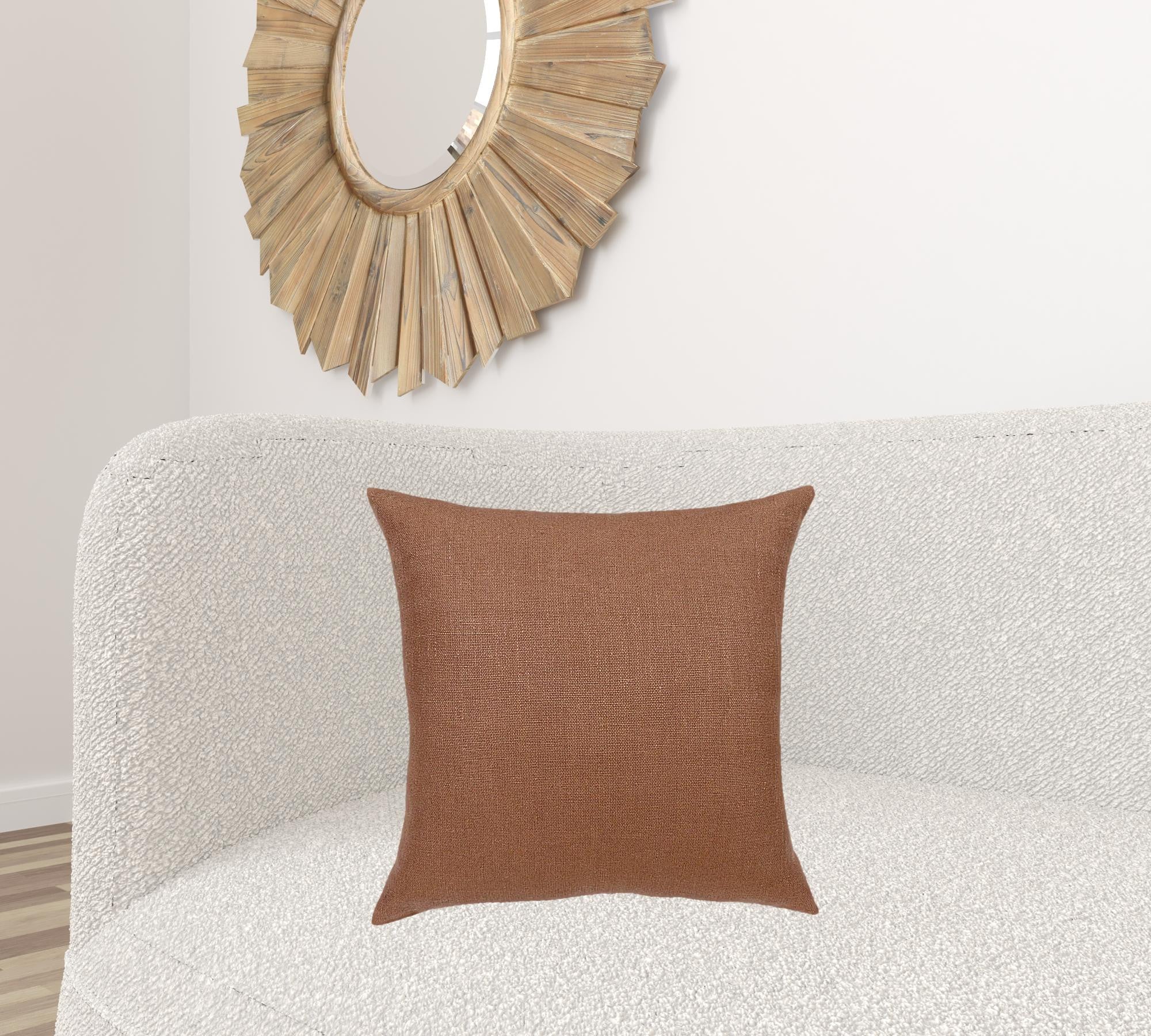 Set Of Two 20" X 20" Cream Solid Color Zippered Linen Throw Pillow