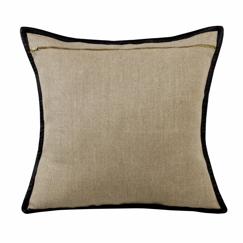 Tan Solid Color Zippered Linen Throw Pillow Set Of Two - 20" x 20"