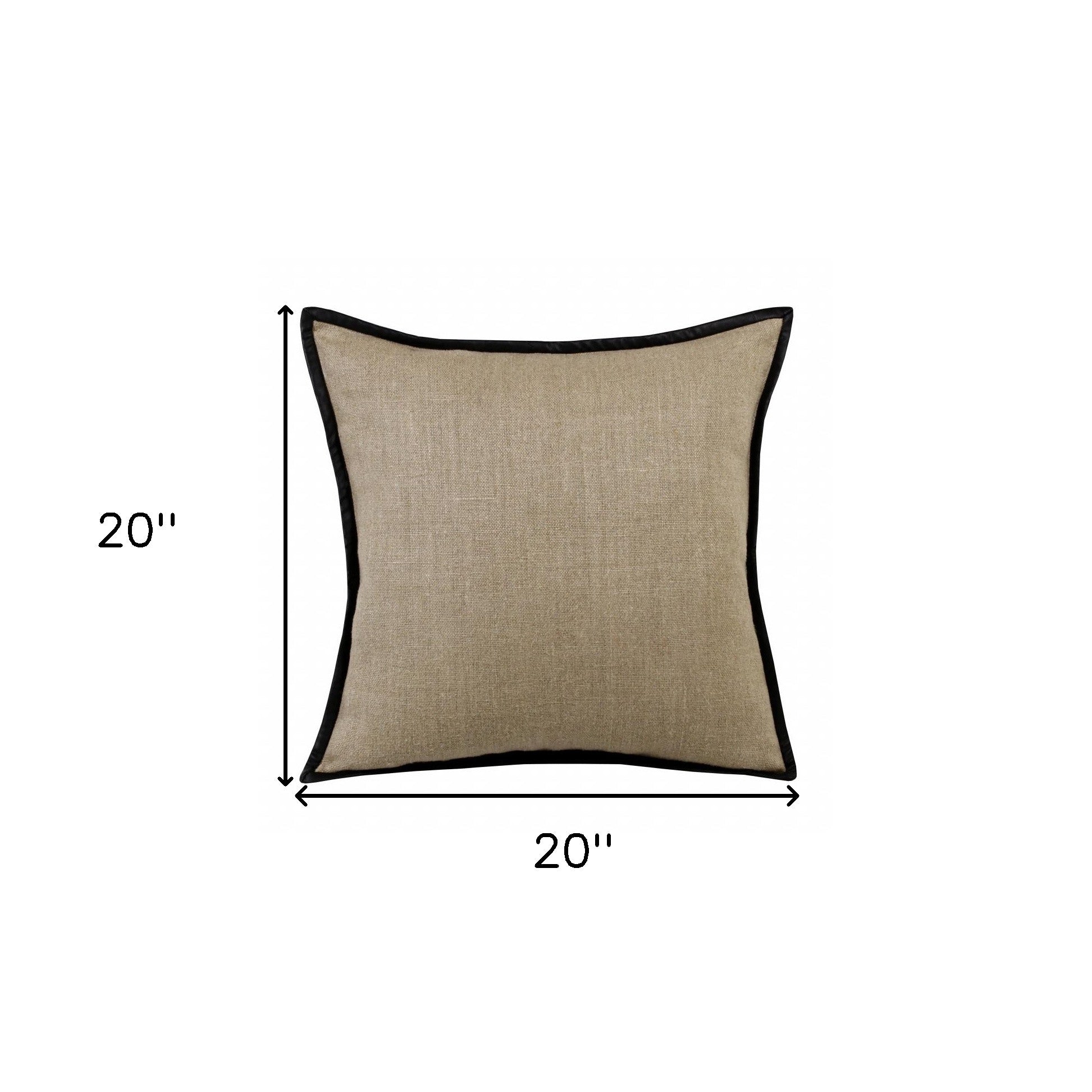 Tan Solid Color Zippered Linen Throw Pillow Set Of Two - 20" x 20"