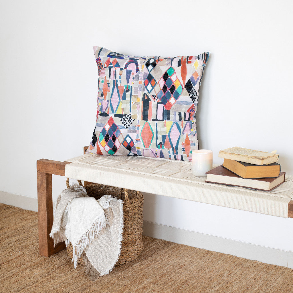 Set Of Two 20" X 20" Multicolored Abstract Zippered Polyester Throw Pillow