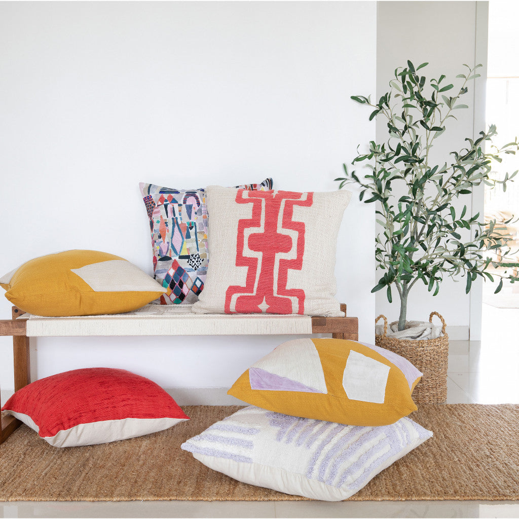 Set Of Two 20" X 20" Multicolored Abstract Zippered Polyester Throw Pillow