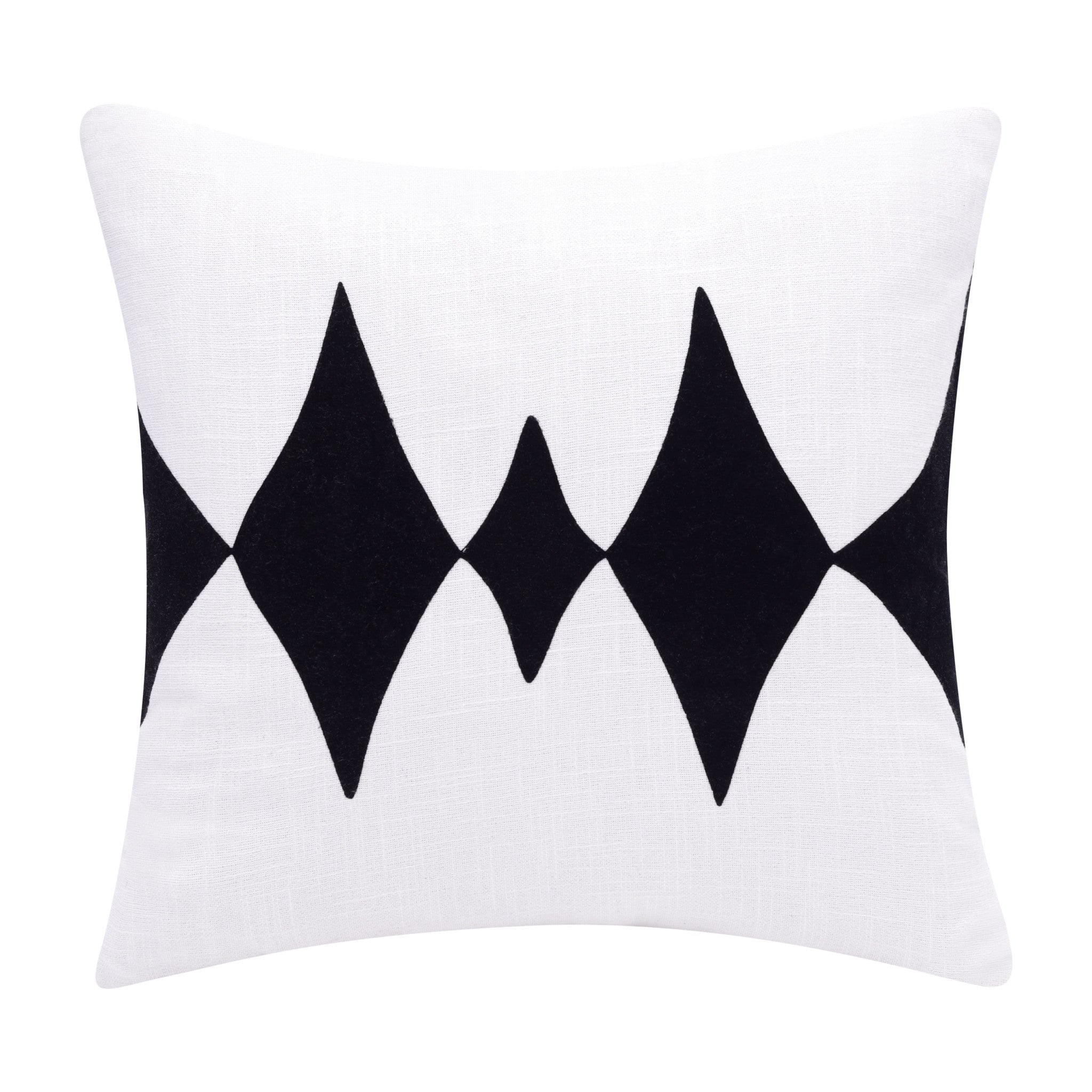 Set Of Two 20" X 20" Black Diamond Zippered 100% Cotton Throw Pillow