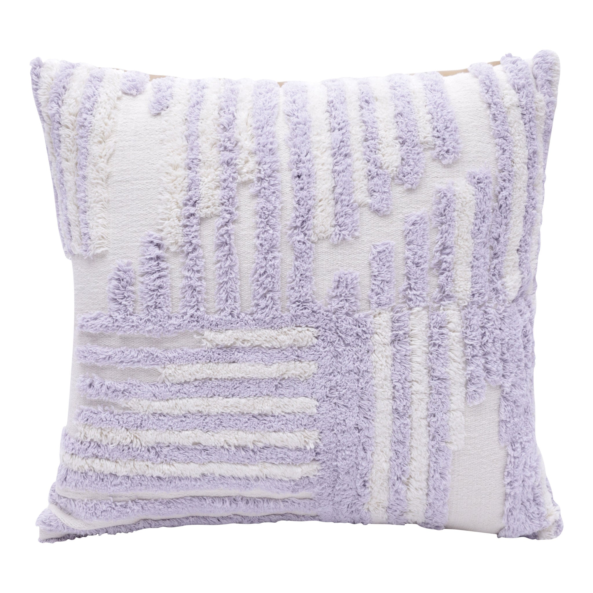 Set Of Two 22" X 22" Purple Striped Zippered 100% Cotton Throw Pillow