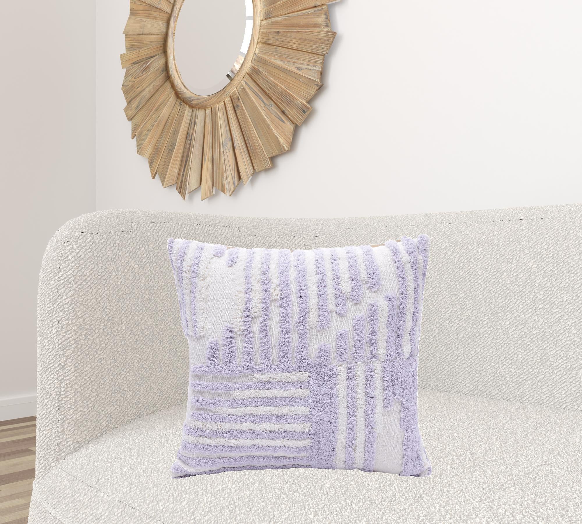 Set Of Two 22" X 22" Purple Striped Zippered 100% Cotton Throw Pillow