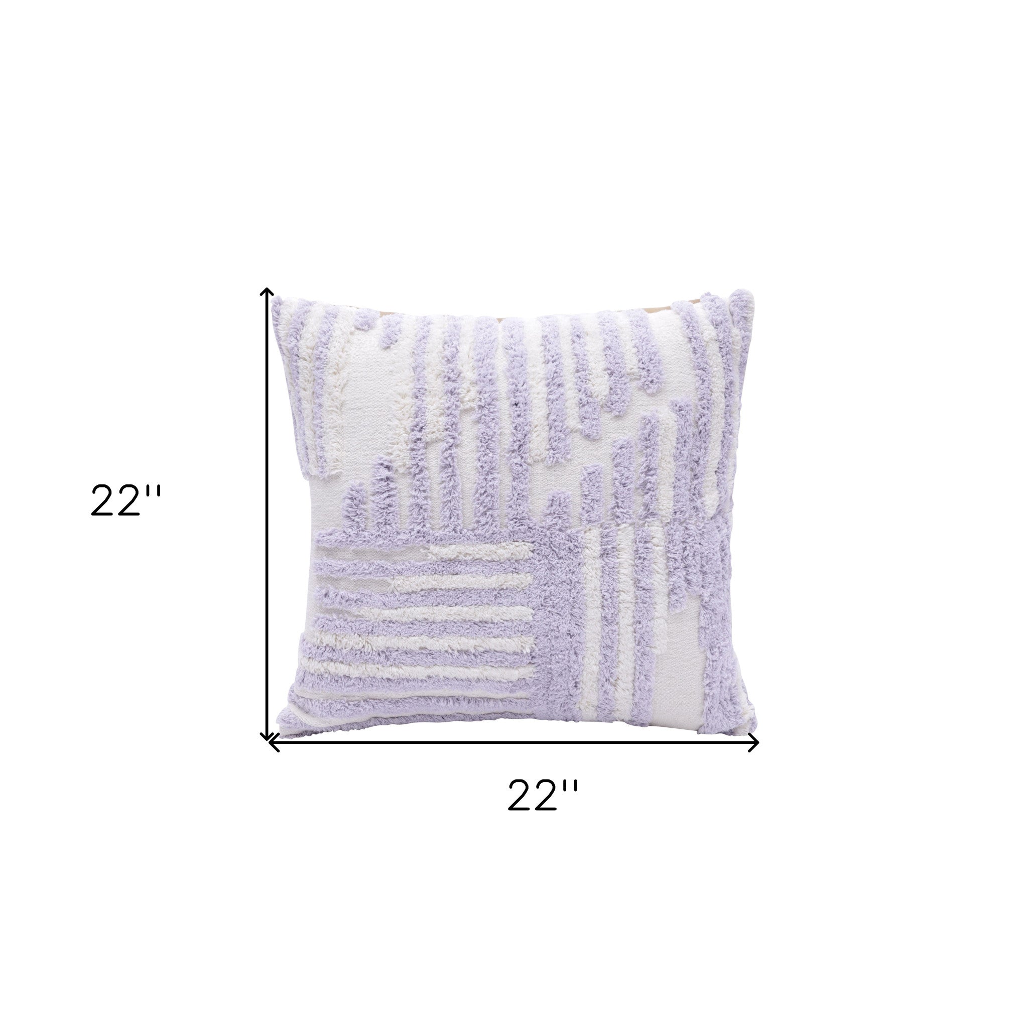 Set Of Two 22" X 22" Purple Striped Zippered 100% Cotton Throw Pillow