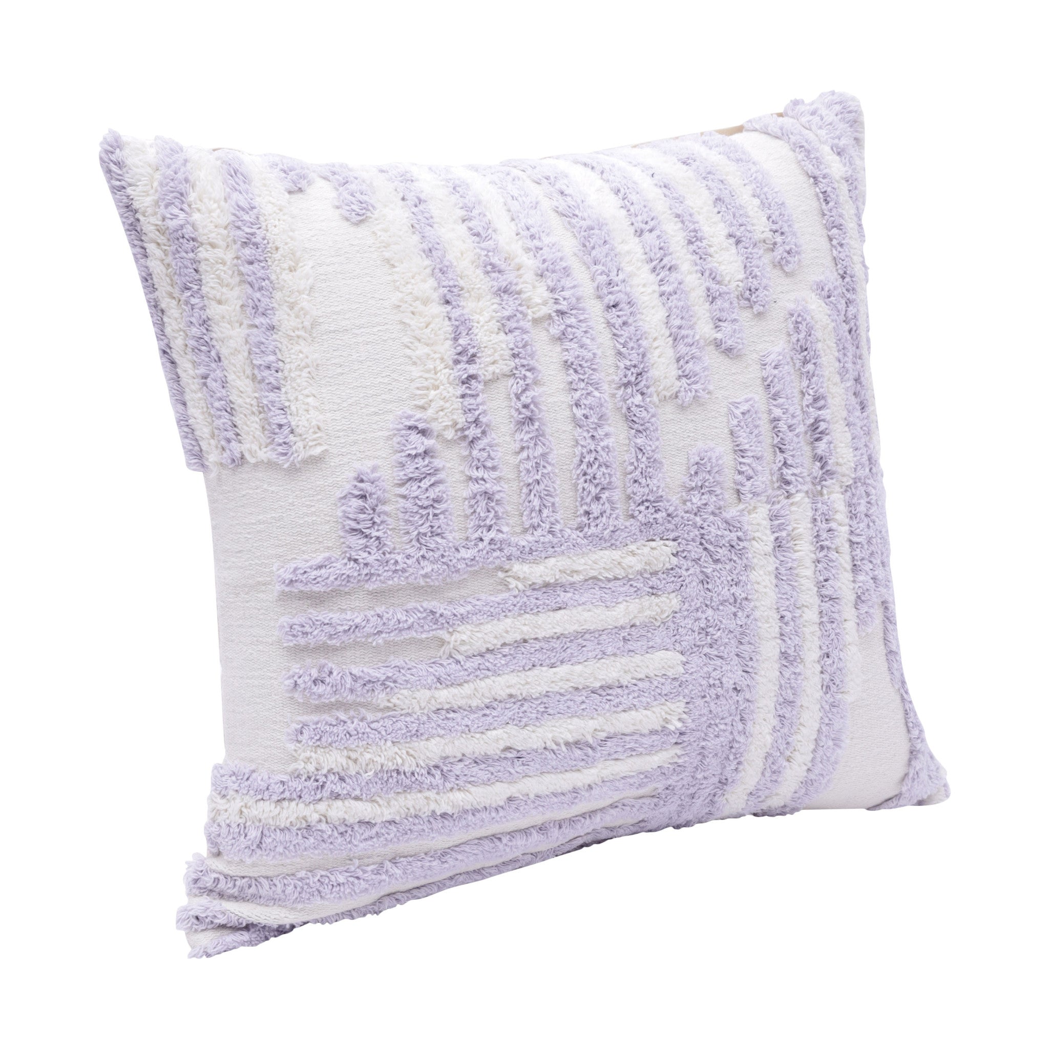 Set Of Two 22" X 22" Purple Striped Zippered 100% Cotton Throw Pillow