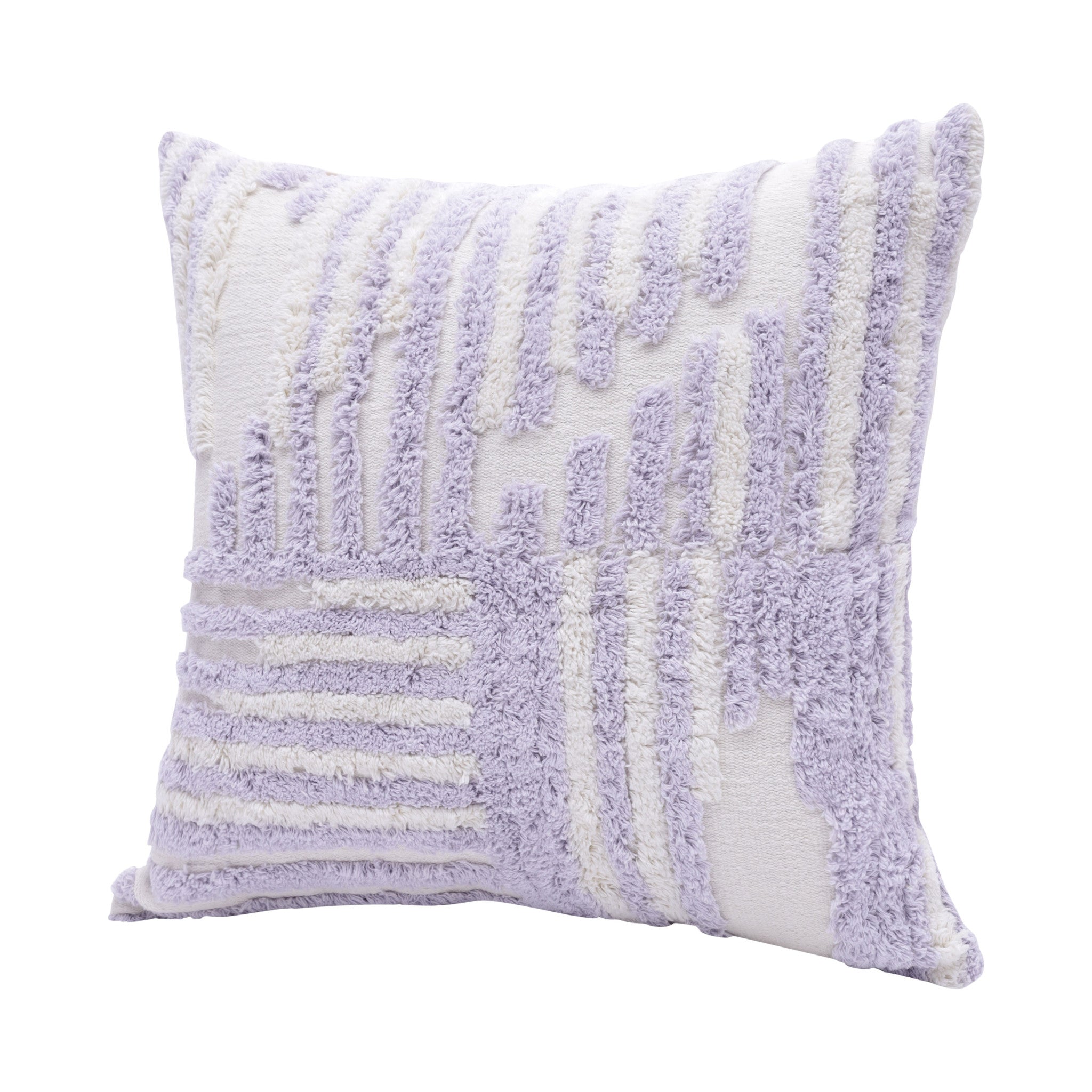 Set Of Two 22" X 22" Purple Striped Zippered 100% Cotton Throw Pillow