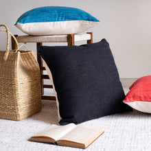 Black Solid Color Zippered Linen Throw Pillow Set Of Two - 20