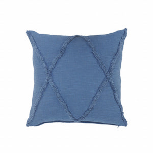 Set Of Two 20" X 20" Blue Diamond Zippered 100% Cotton Throw Pillow