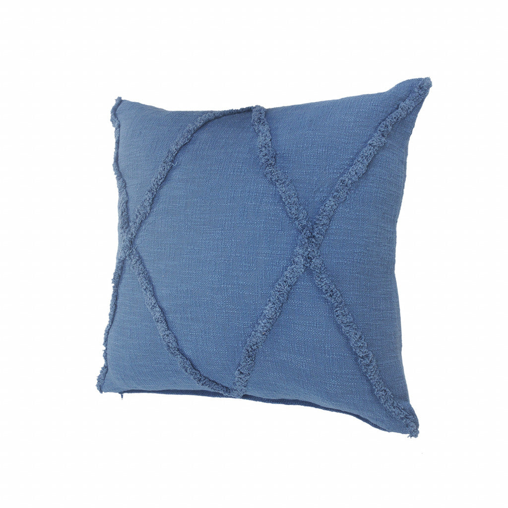 Set Of Two 20" X 20" Blue Diamond Zippered 100% Cotton Throw Pillow