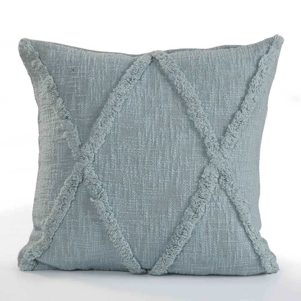Set Of Two 20" X 20" Blue Diamond Zippered 100% Cotton Throw Pillow