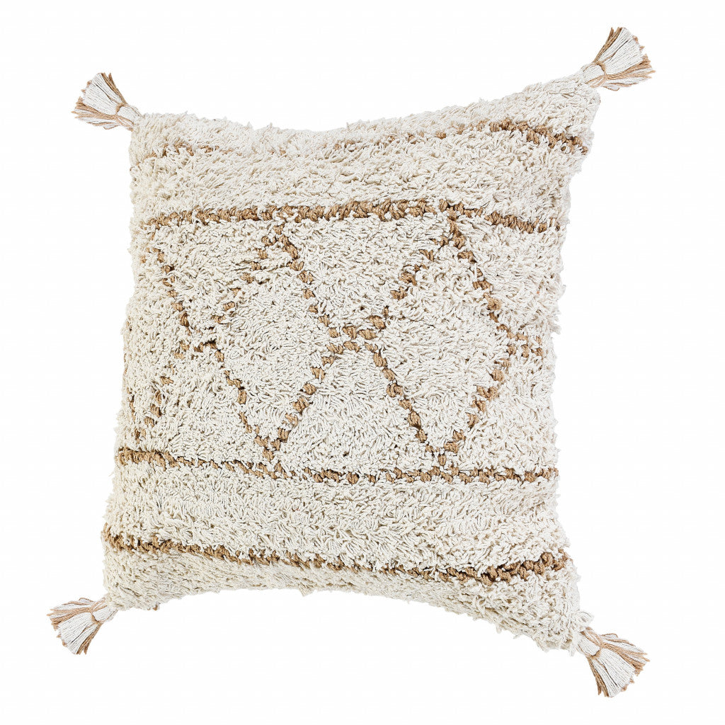 White Geometric Zippered 100% Cotton Throw Pillow Set Of Two 20" X 20"