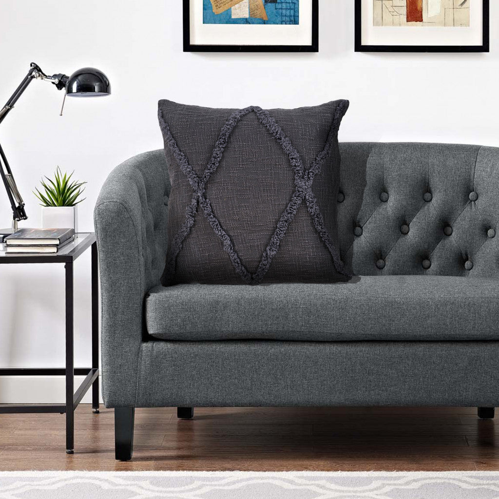 Gray Geometric Zippered 100% Cotton Throw Pillow Set Of Two 20" X 20"