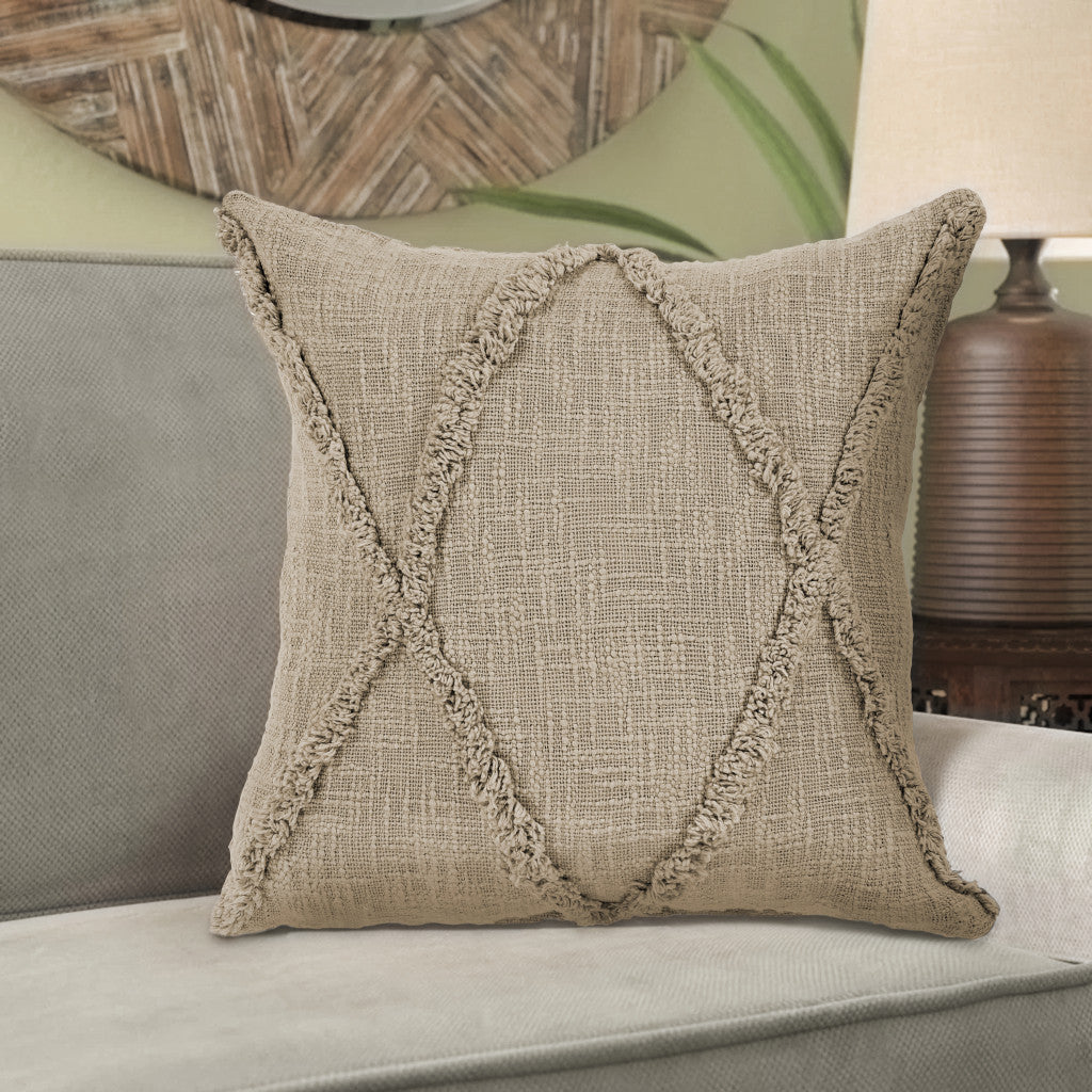 Gray Geometric Zippered 100% Cotton Throw Pillow Set Of Two 20" X 20"