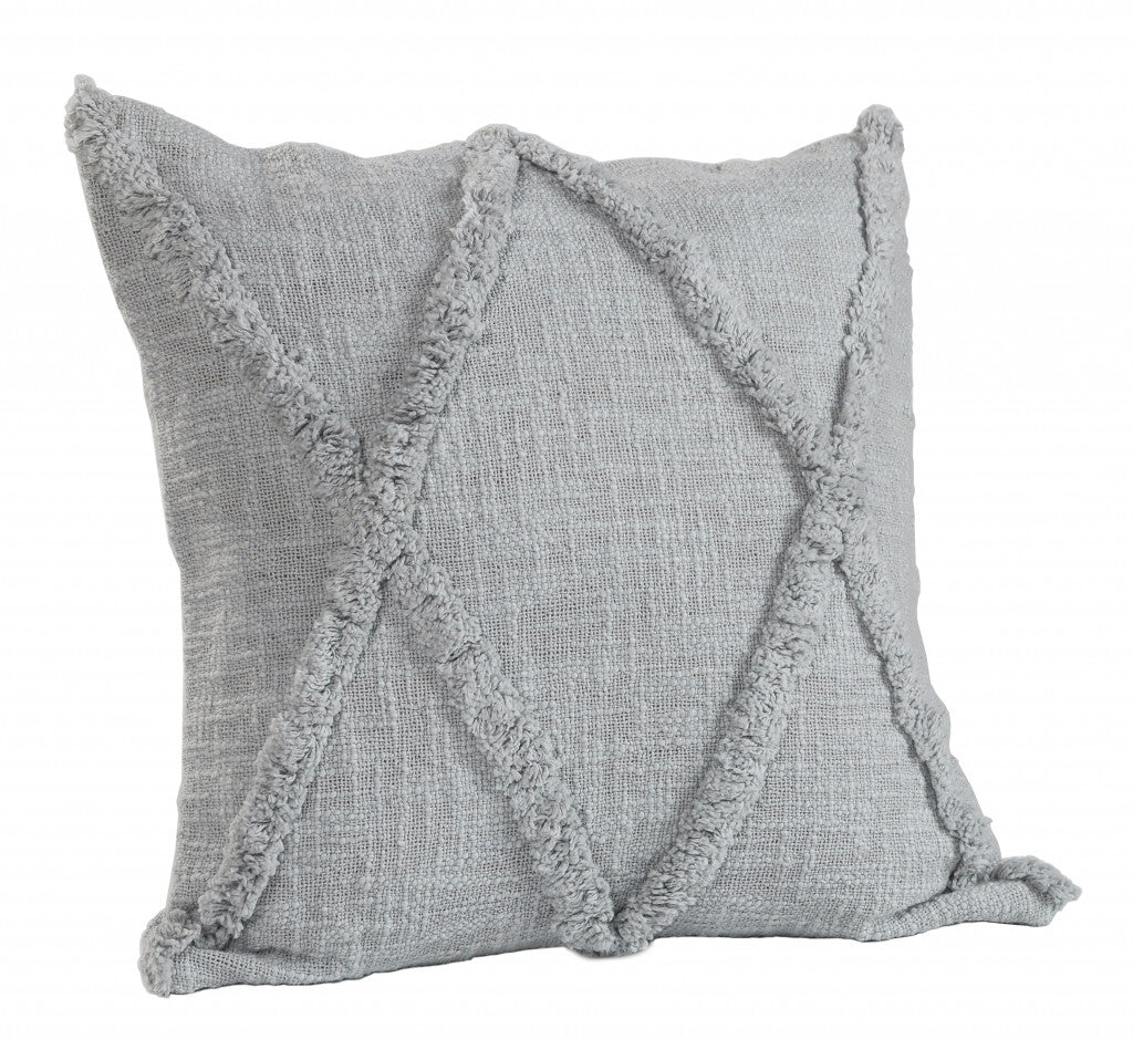 Gray Geometric Zippered 100% Cotton Throw Pillow Set Of Two 20" X 20"