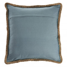 Blue Solid Color Zippered 100% Cotton Throw Pillow Set Of Two 20