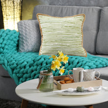 Blue Solid Color Zippered 100% Cotton Throw Pillow Set Of Two 20