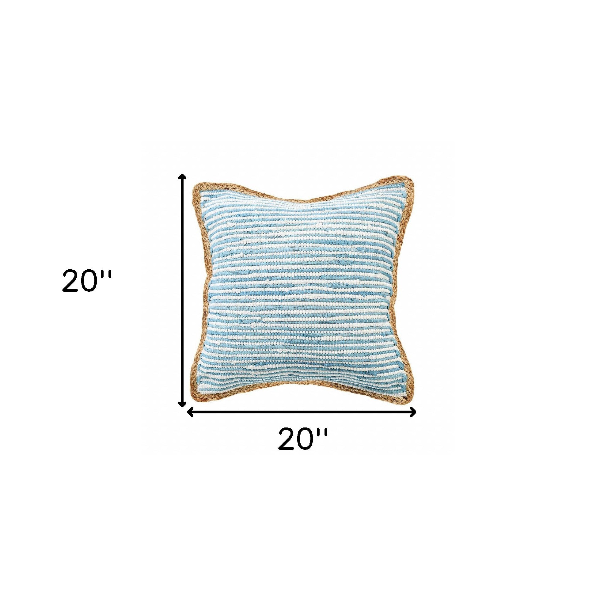 Blue Solid Color Zippered 100% Cotton Throw Pillow Set Of Two 20" X 20"