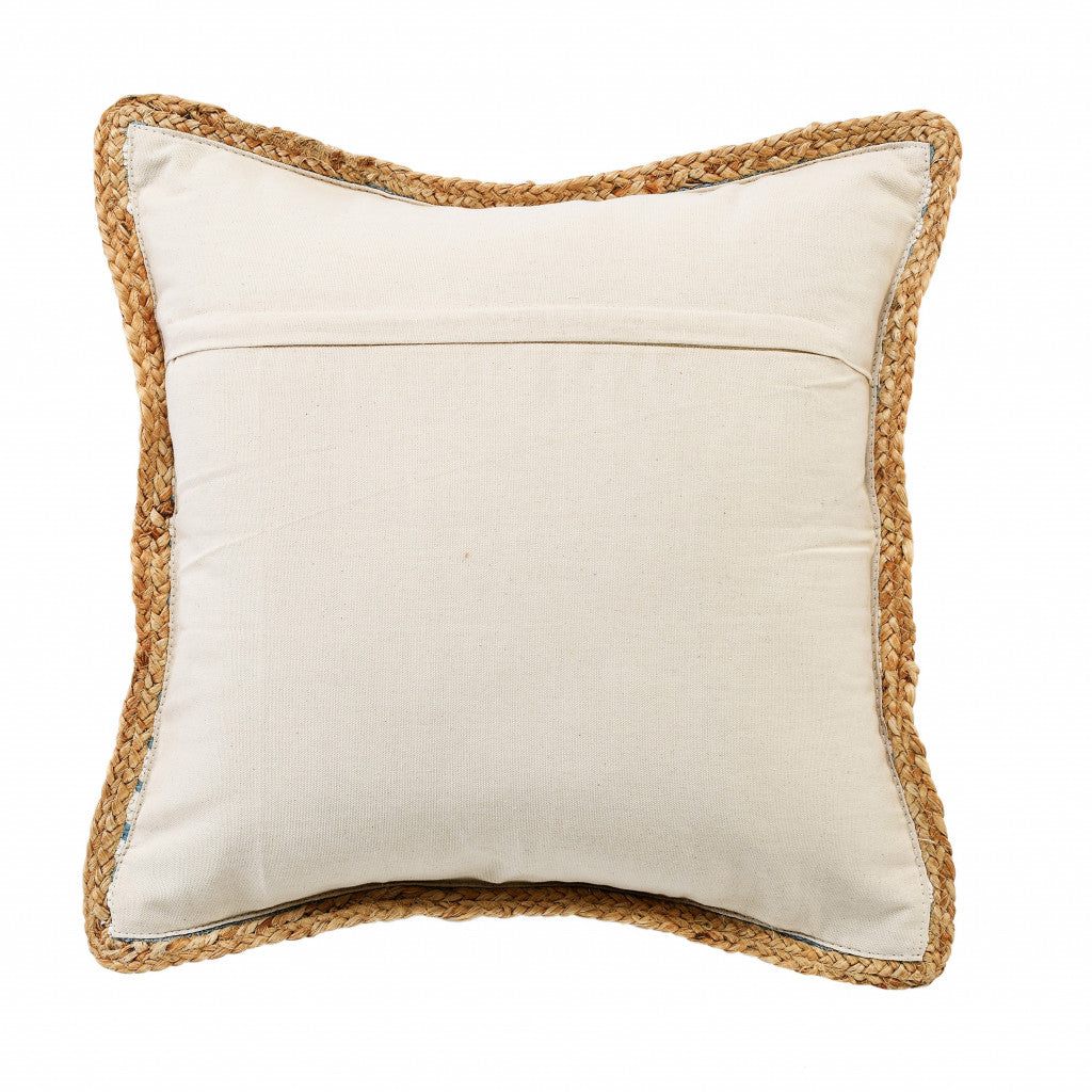 Blue Solid Color Zippered 100% Cotton Throw Pillow Set Of Two 20" X 20"