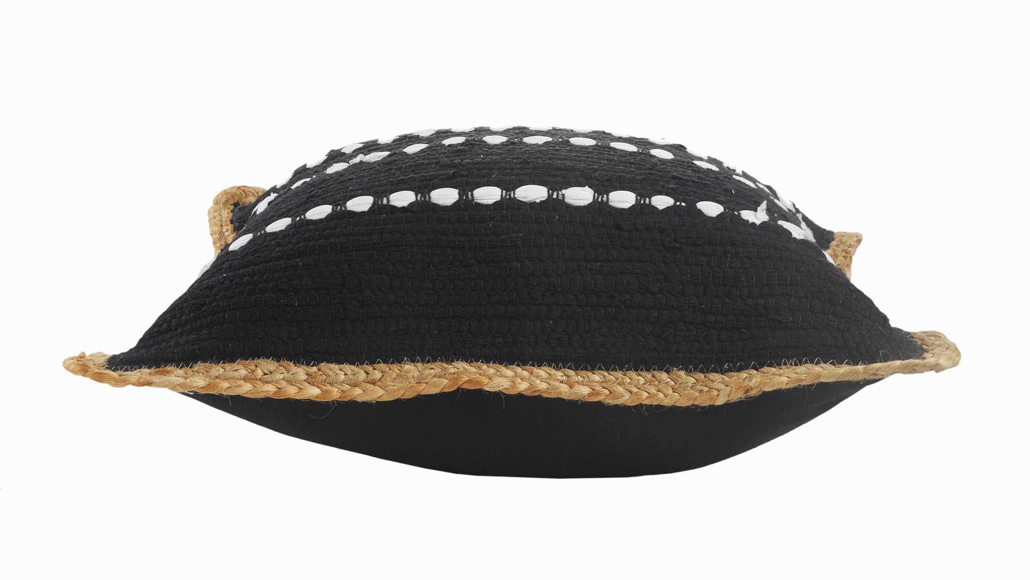 Set Of Two 18" X 18" Black Striped Zippered 100% Cotton Throw Pillow