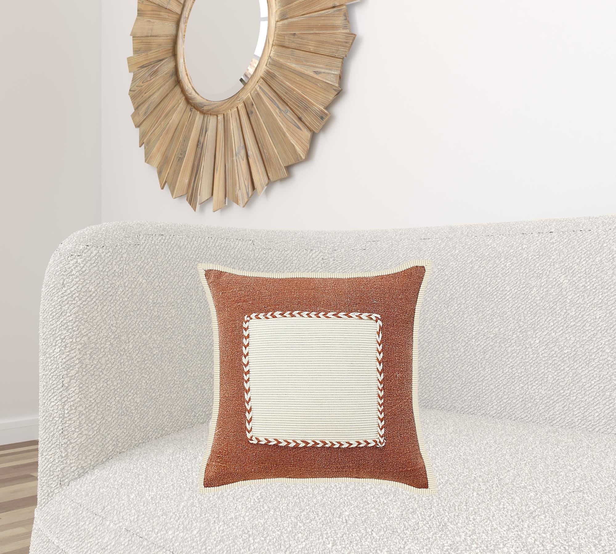 Set Of Two 20" X 20" Brown Zippered 100% Cotton Throw Pillow