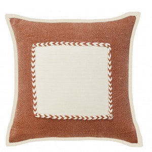 Set Of Two 20" X 20" Brown Zippered 100% Cotton Throw Pillow