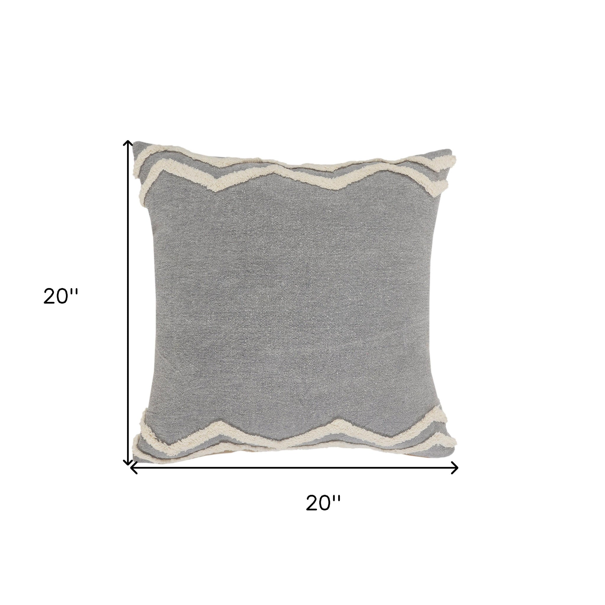Set Of Two 20" X 20" Gray Chevron Zippered 100% Cotton Throw Pillow
