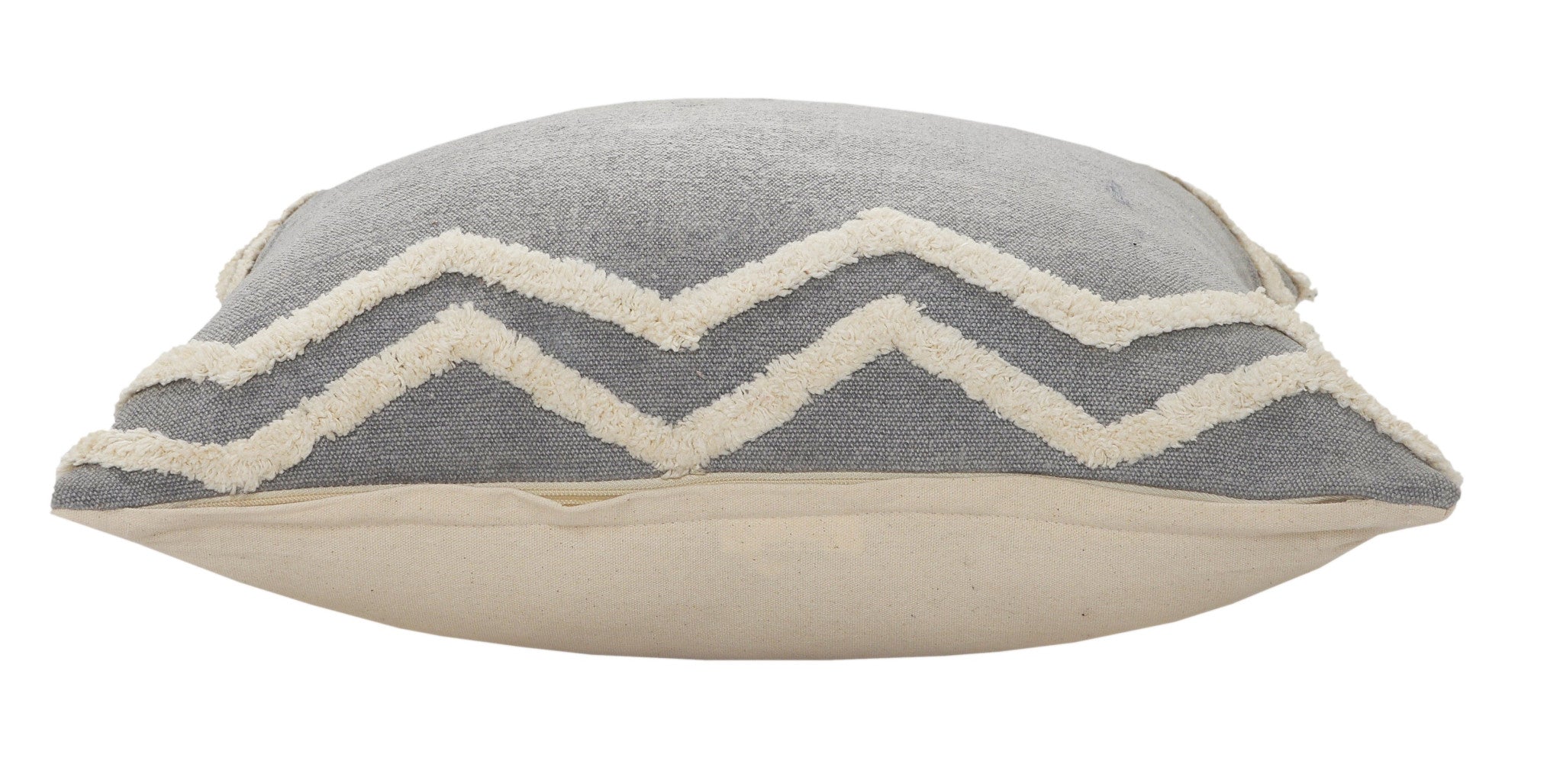 Set Of Two 20" X 20" Gray Chevron Zippered 100% Cotton Throw Pillow