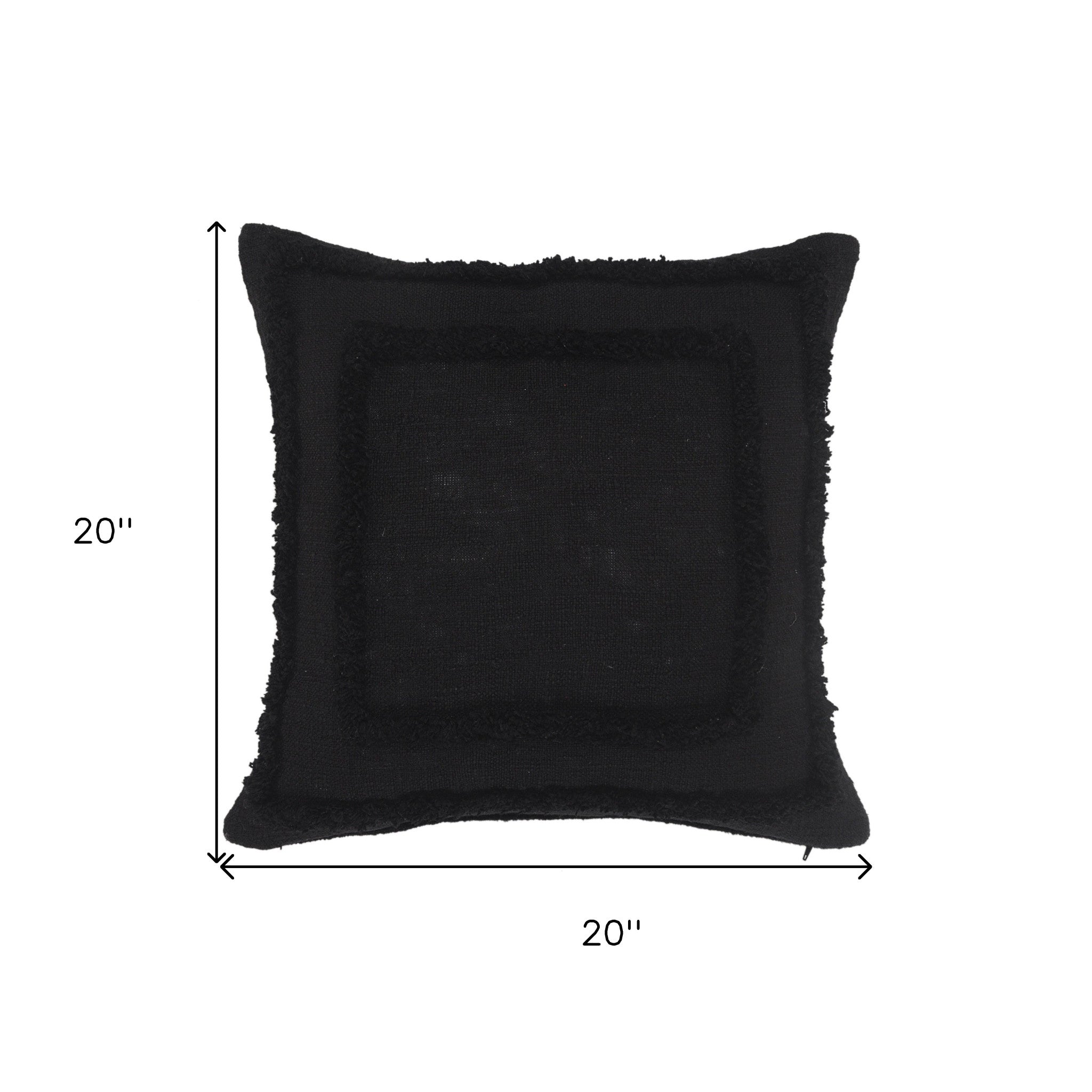 Black Geometric Zippered 100% Cotton Throw Pillow Set Of Two 20" X 20"