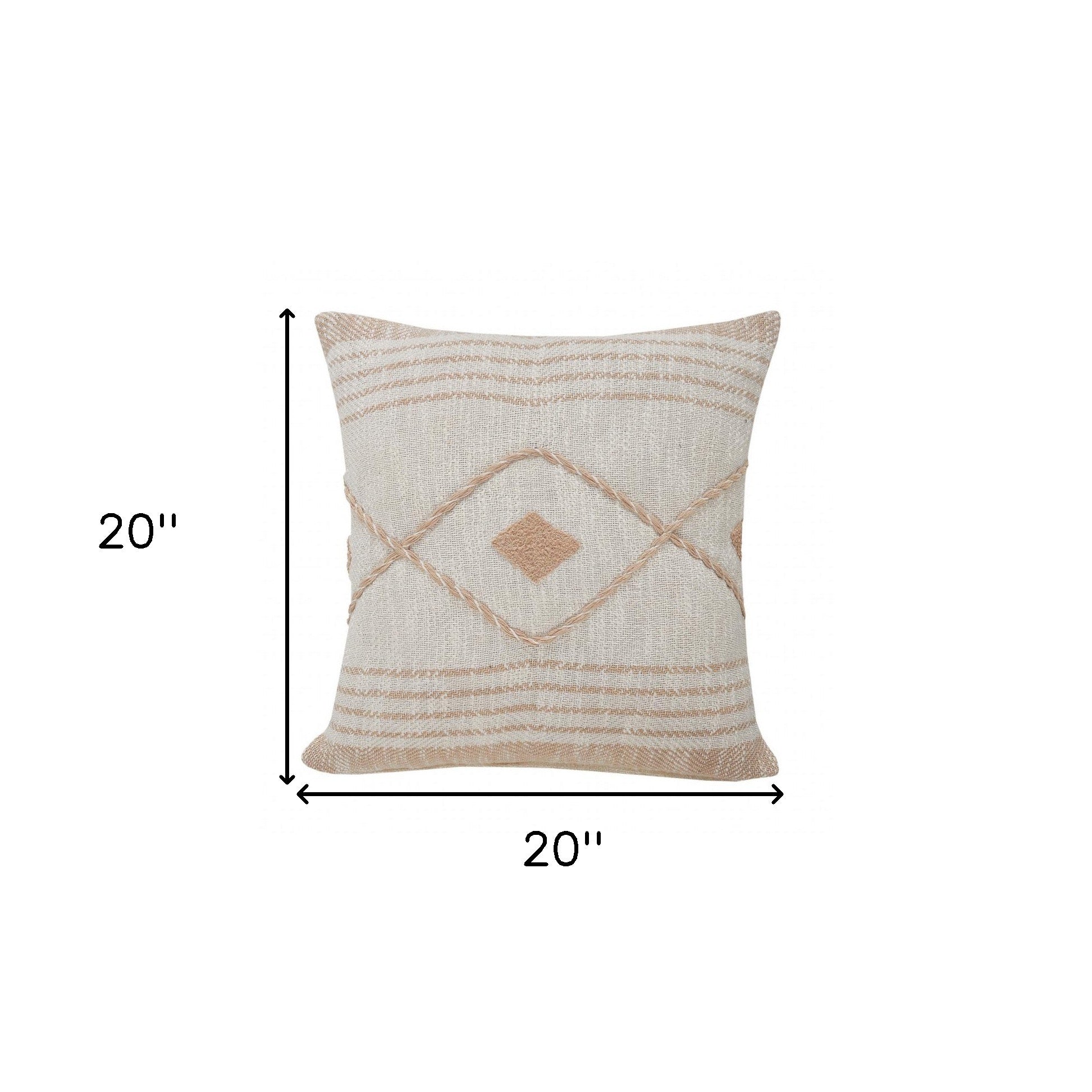 Set Of Two 20" X 20" Tan Coastal Zippered 100% Cotton Throw Pillow