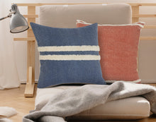 Blue Striped Zippered 100% Cotton Throw Pillow Set Of Two 20