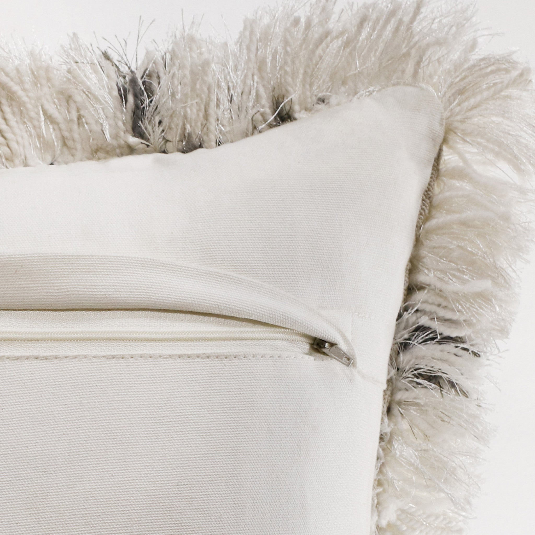 Set Of Two 20" X 20" White Geometric Zippered Polyester Throw Pillow