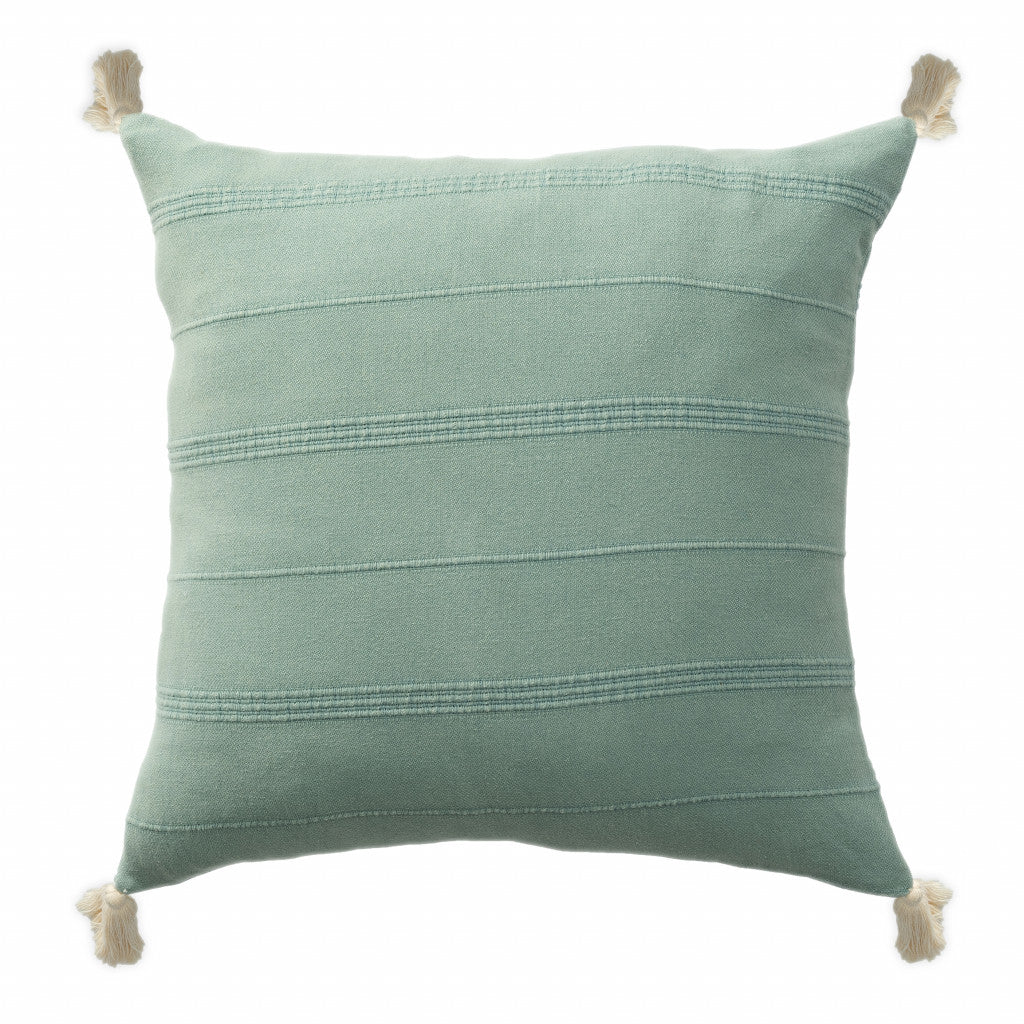 Set Of Two 18" X 18" Green Solid Color Zippered 100% Cotton Throw Pillow