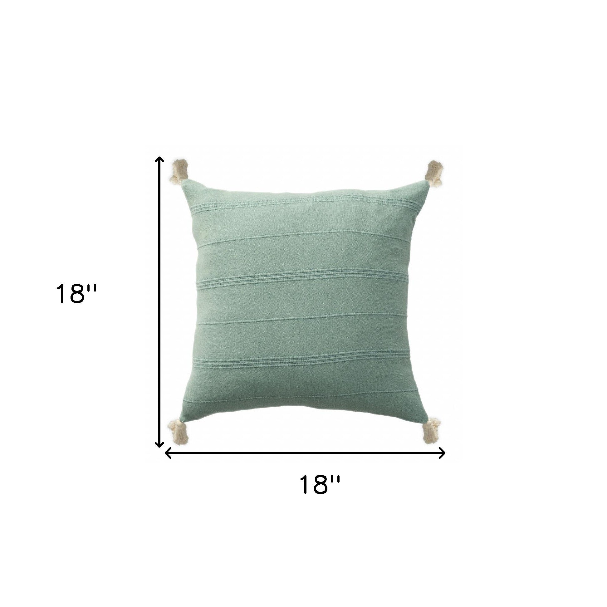 Set Of Two 18" X 18" Green Solid Color Zippered 100% Cotton Throw Pillow
