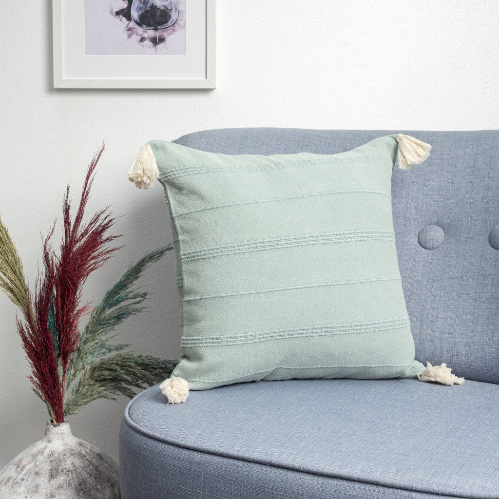 Set Of Two 18" X 18" Green Solid Color Zippered 100% Cotton Throw Pillow