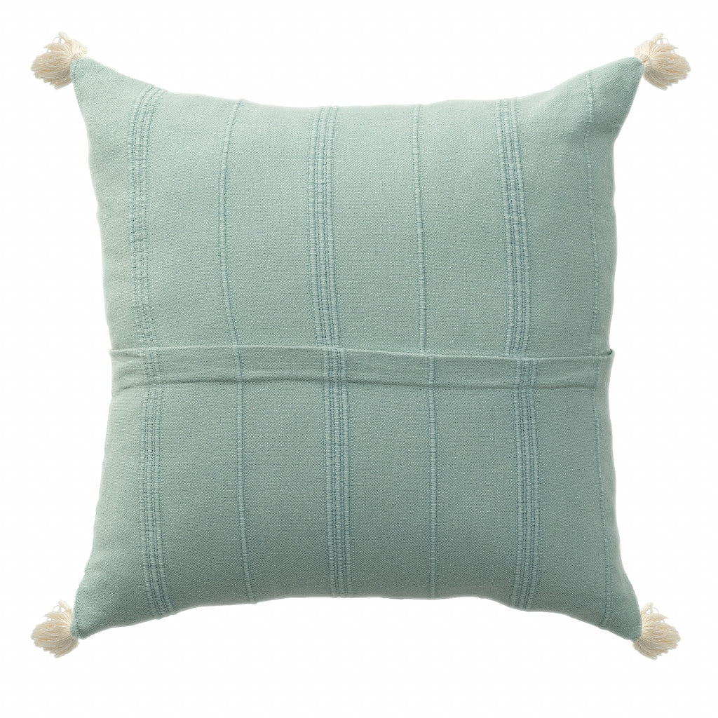 Set Of Two 18" X 18" Green Solid Color Zippered 100% Cotton Throw Pillow