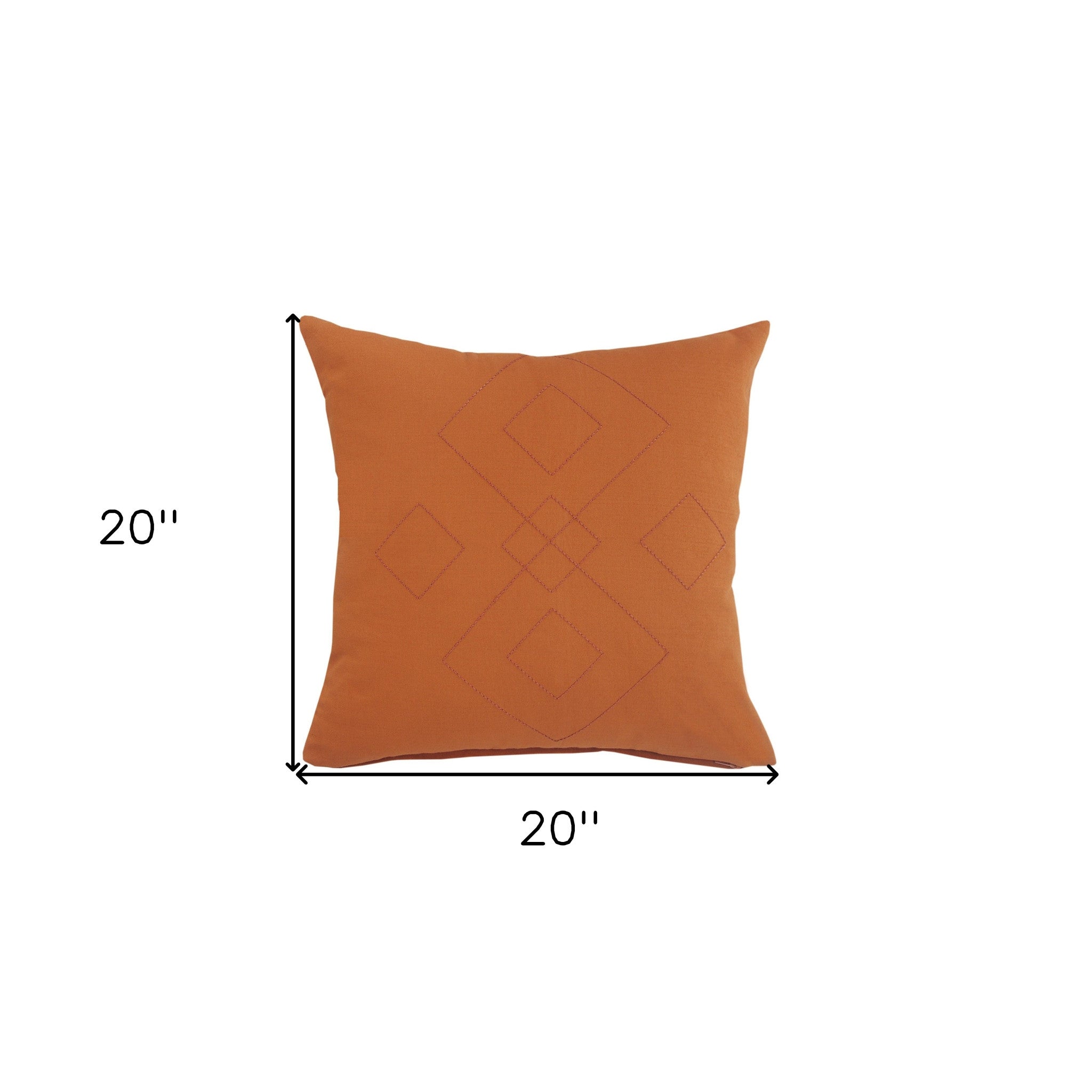 Set Of Two 20" X 20" Orange Diamond Zippered 100% Cotton Throw Pillow