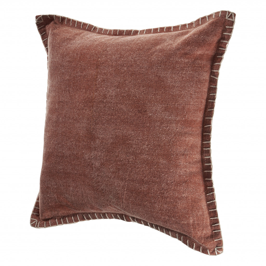 Tan Solid Color Zippered 100% Cotton Throw Pillow Set Of Two 24" X 24"