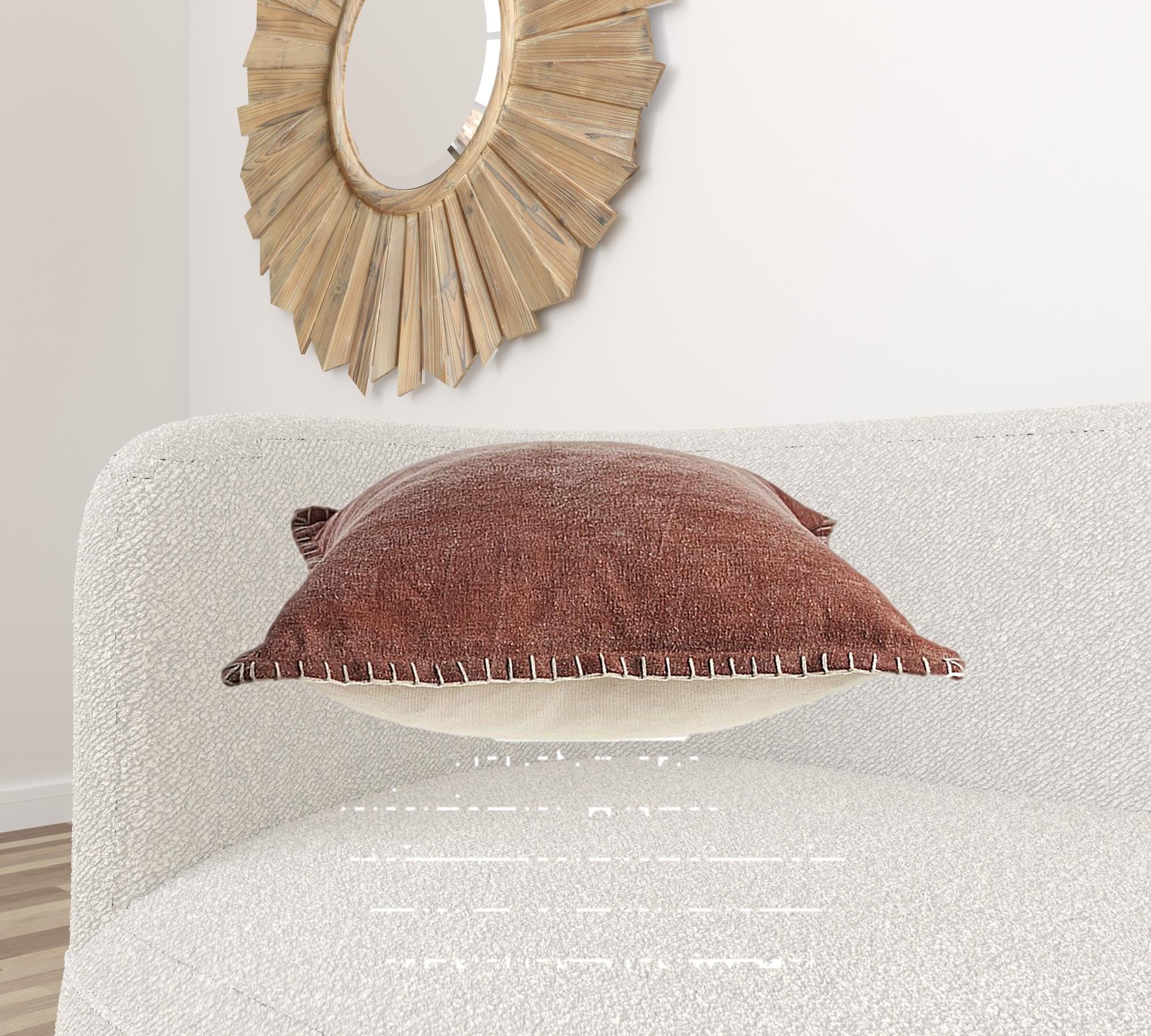 Tan Solid Color Zippered 100% Cotton Throw Pillow Set Of Two 24" X 24"