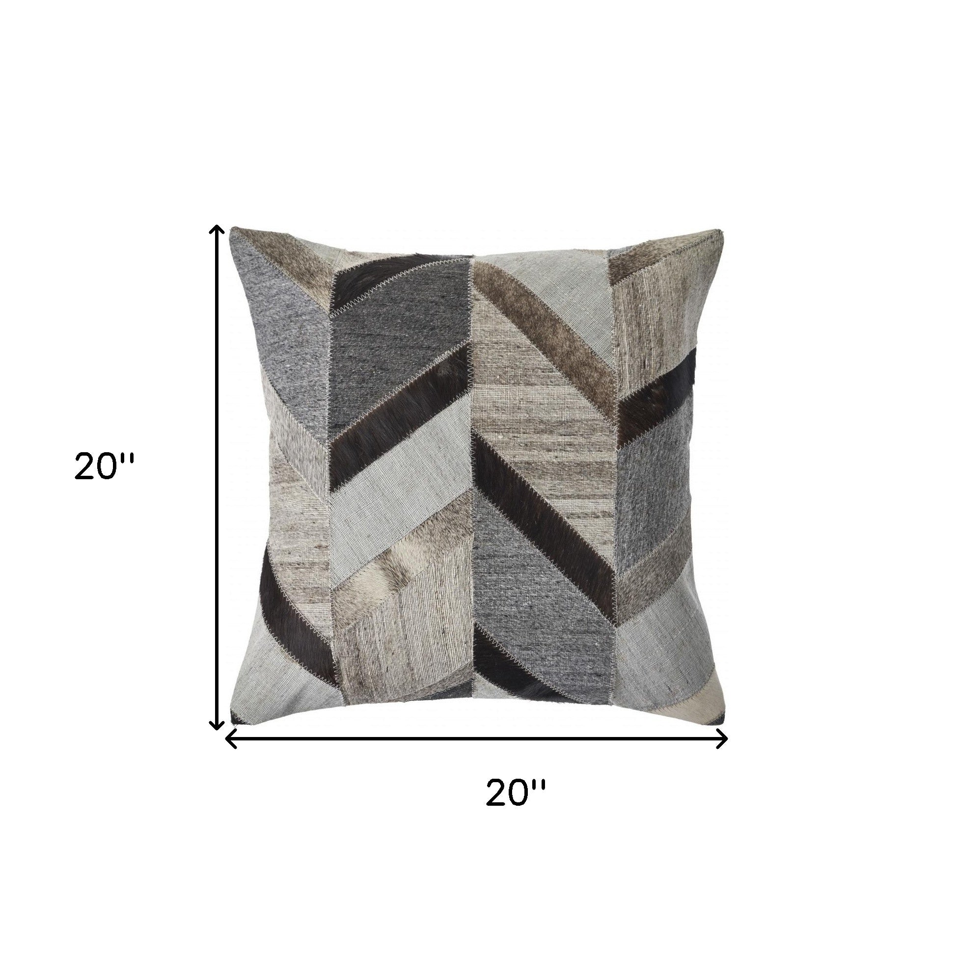 Set Of Two 20" X 20" Brown Chevron Zippered 100% Wool Throw Pillow