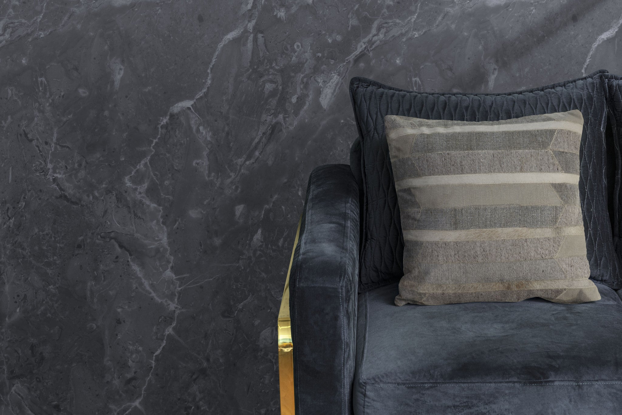 Set Of Two 20" X 20" Gray Striped Zippered 100% Wool Throw Pillow