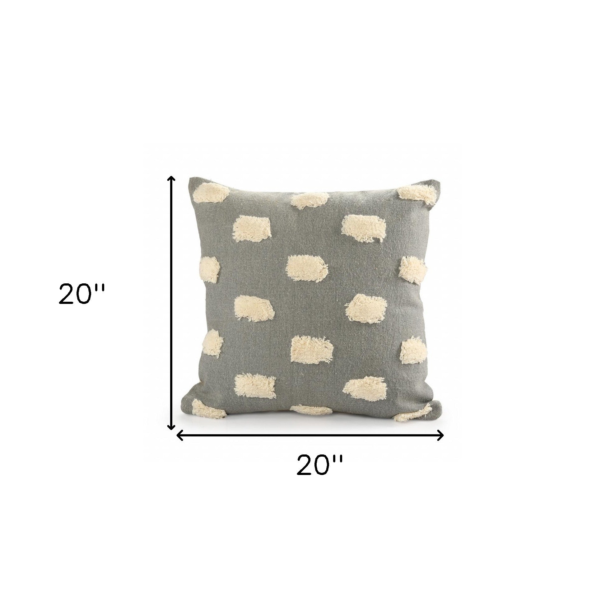 Gray Zippered 100% Cotton Throw Pillow Set Of Two - 20" x 20"