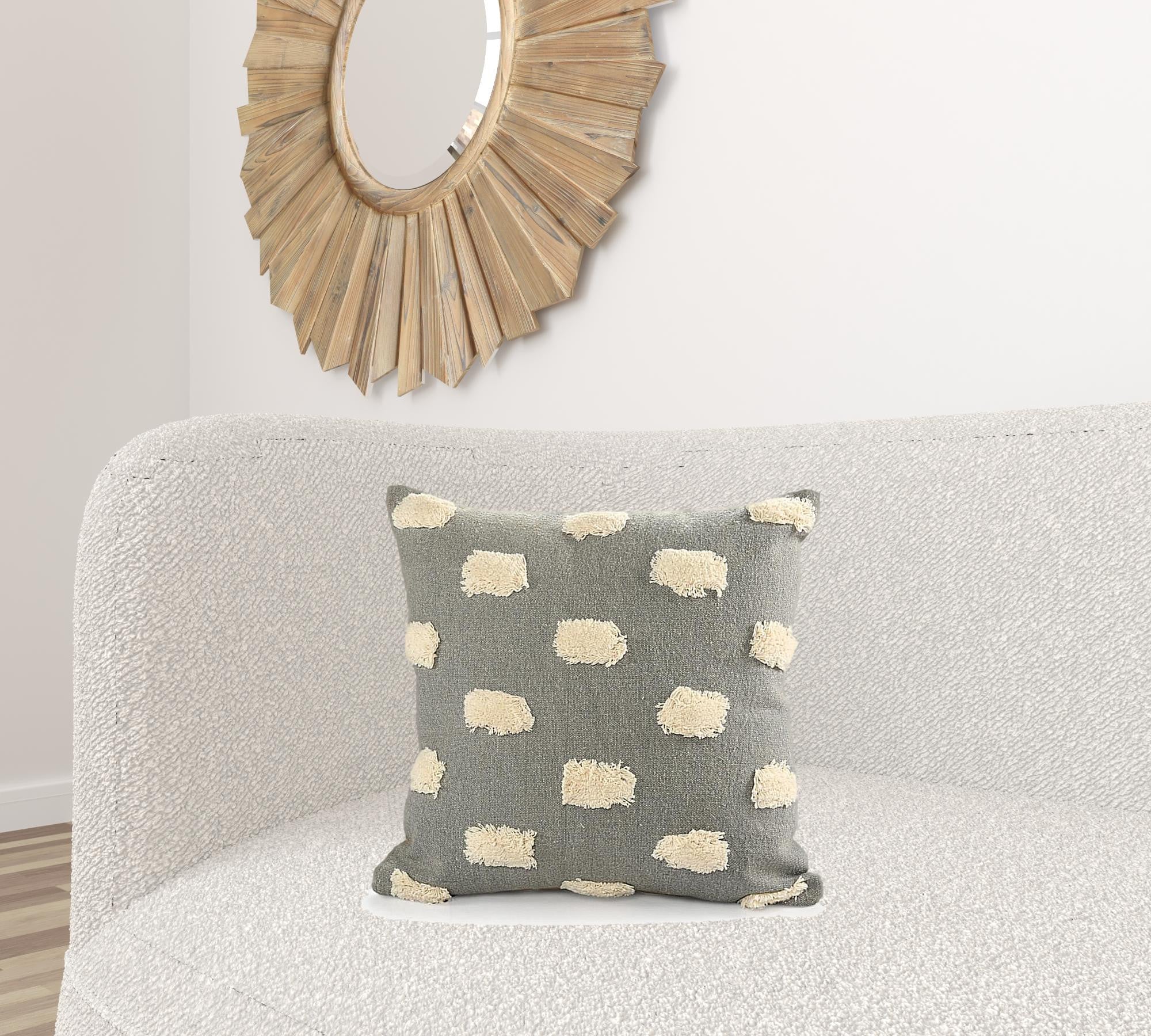 Gray Zippered 100% Cotton Throw Pillow Set Of Two - 20" x 20"