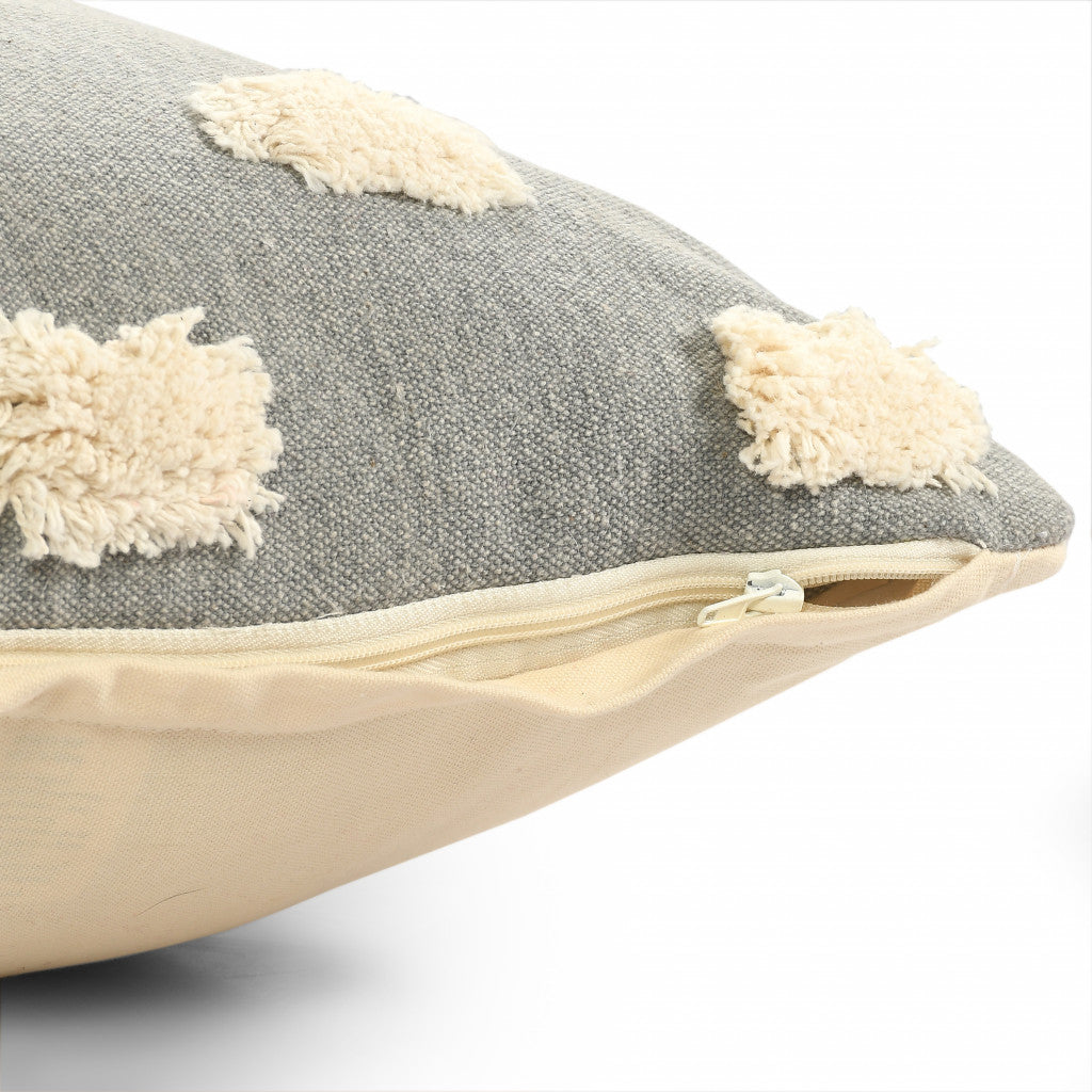Gray Zippered 100% Cotton Throw Pillow Set Of Two - 20" x 20"