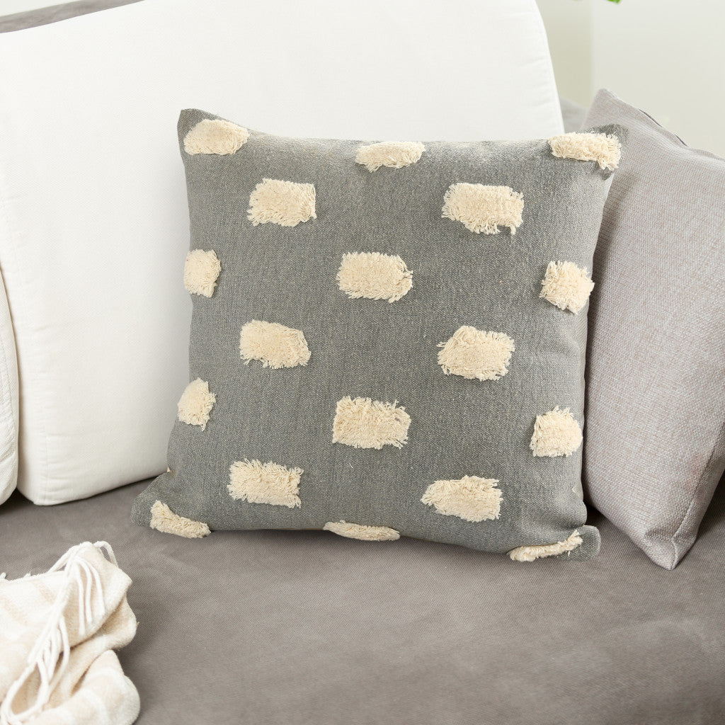 Gray Zippered 100% Cotton Throw Pillow Set Of Two - 20" x 20"