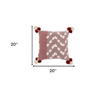 Red Geometric Zippered 100% Cotton Throw Pillow Set Of Two - 20