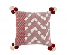 Red Geometric Zippered 100% Cotton Throw Pillow Set Of Two - 20