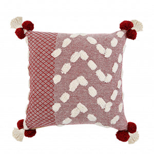 Red Geometric Zippered 100% Cotton Throw Pillow Set Of Two - 20" X 20"
