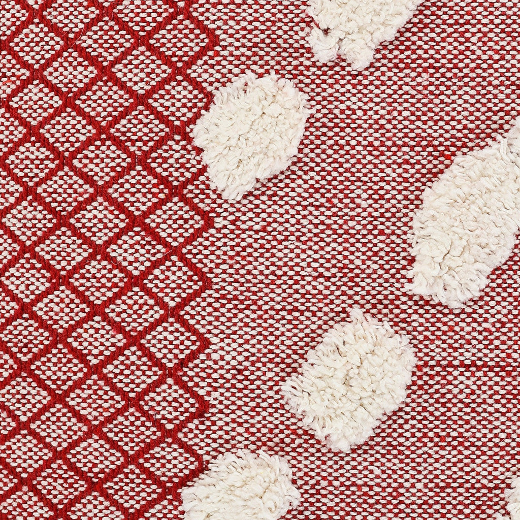 Red Geometric Zippered 100% Cotton Throw Pillow Set Of Two - 20" X 20"