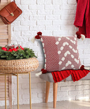 Red Geometric Zippered 100% Cotton Throw Pillow Set Of Two - 20